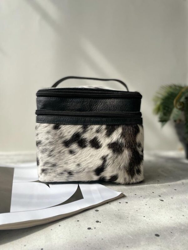 Cowhide makeup bag