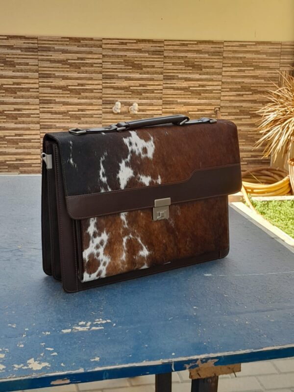 Premium cowhide briefcase bag with detachable shoulder strap