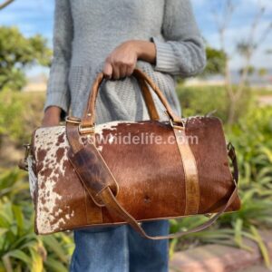 Cowhide duffle bag