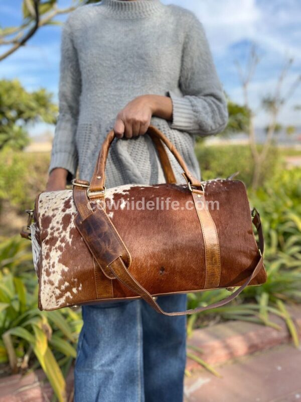 Cowhide duffle bag