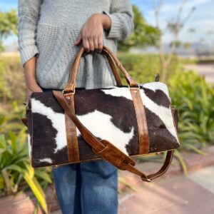 Cowhide duffle bag