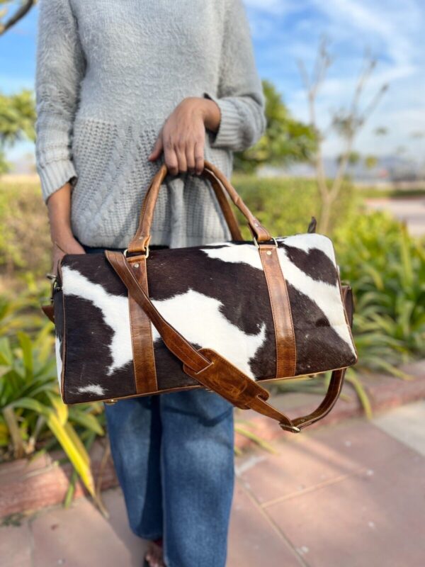 Cowhide duffle bag